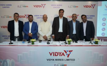 (From left to Right) – • Mr. Hiren Raipancholia, Managing Director, ECM Syndication - Pantomath Capital Advisors Private Limited • Mr. Arun Maheshwari, Finance Head – Vidya Wires Limited • Mr. Shyamsundar Rathi, Chairman and Whole Time Director - Vidya Wires Limited • Mr. Shailesh Rathi, Managing Director - Vidya Wires Limited • Mr. Naveen Pachisia, Chief Financial Officer - Vidya Wires Limited • Mr. Lokendra Parihar, Senior Manager ECM - IDBI Capital Markets & Securities Limited